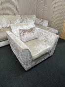 Switch Large light cream crushed velvet fabric corner suite (in sections) with matching armchair 3325 3 image