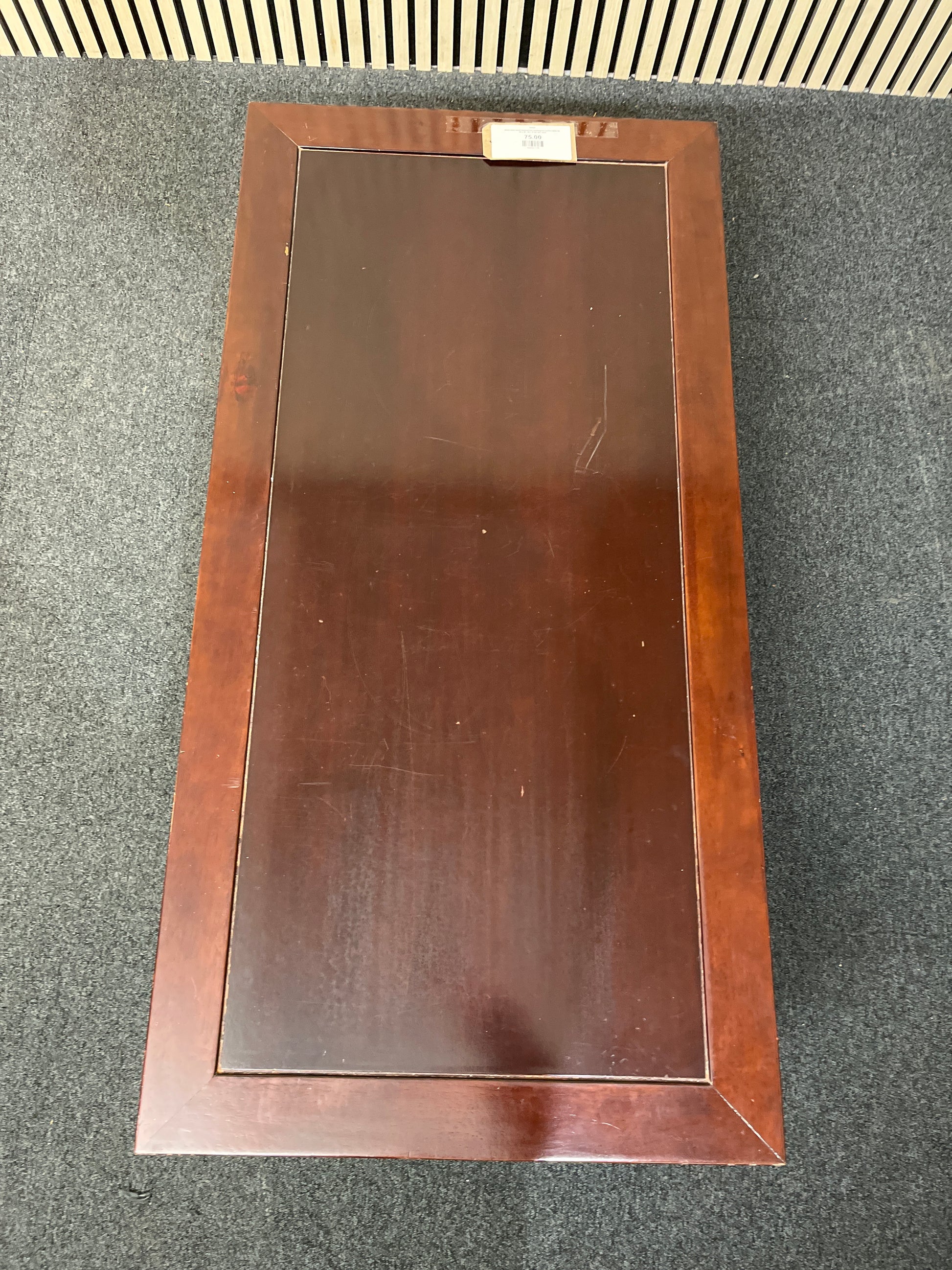 Solid dark wood stained low rectangular coffee table (H 40 x W 125 x D 60 cm) 2425