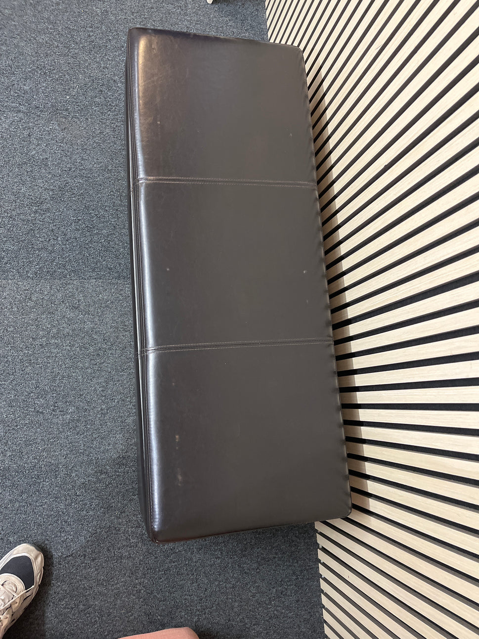 Black PU leatherette blanket box (H 42 x W 113 x D 44 cm)