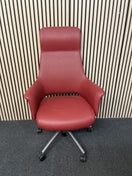 Switch Ex Demo Tempo high back executive swivel chair in WINE LEATHERETTE, Height adjustable, chrome gas lift, syncronised mechanism. ONLY ONE IN STOCK. PRICE INC VAT 2 image