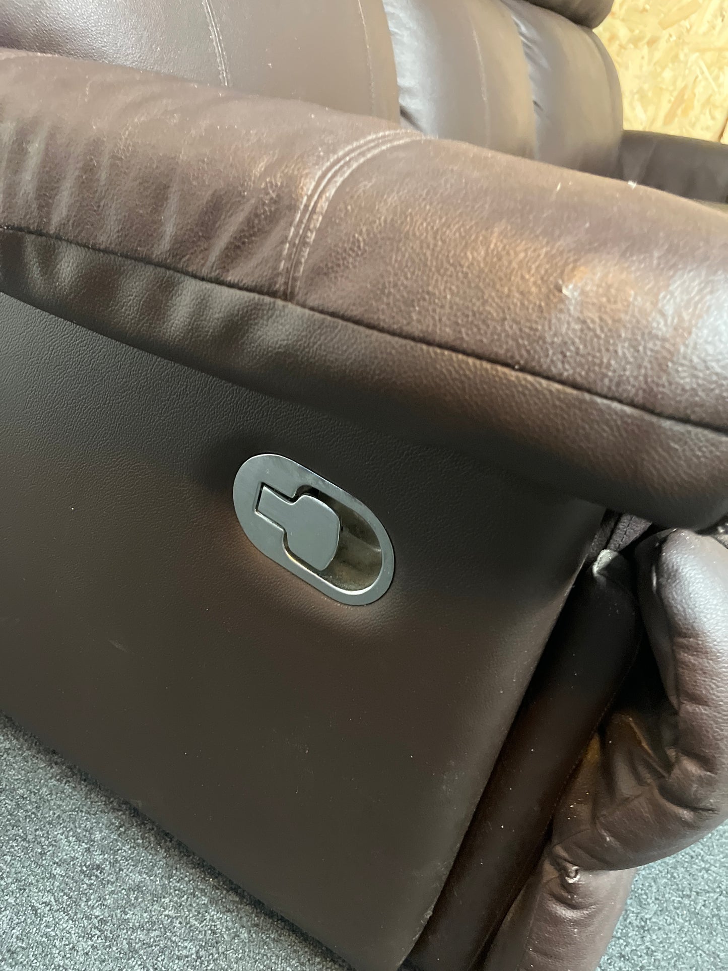 Brown leather 3 seater reclining sofa suite 1325