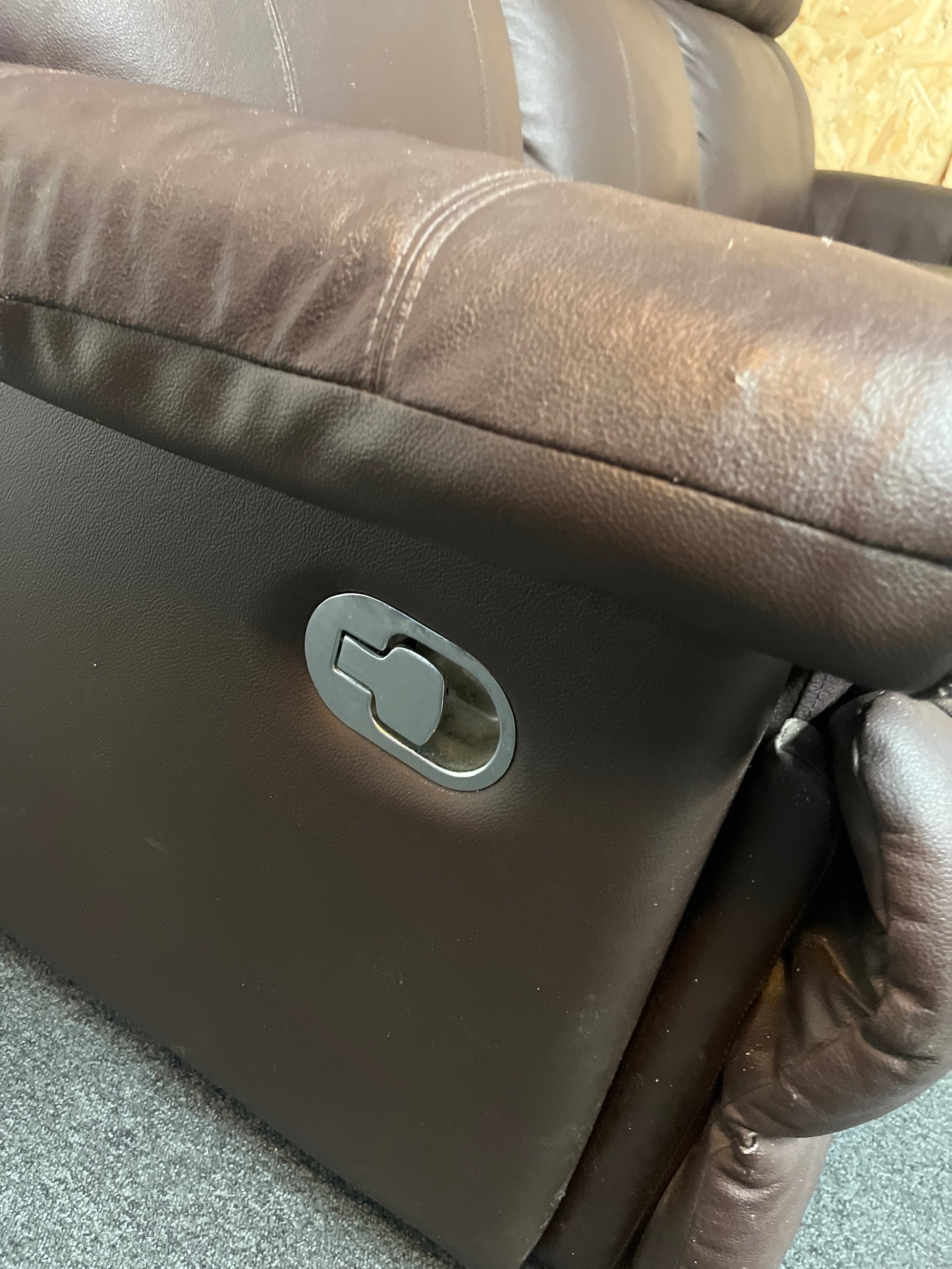 Brown leather 3 seater reclining sofa suite 1325