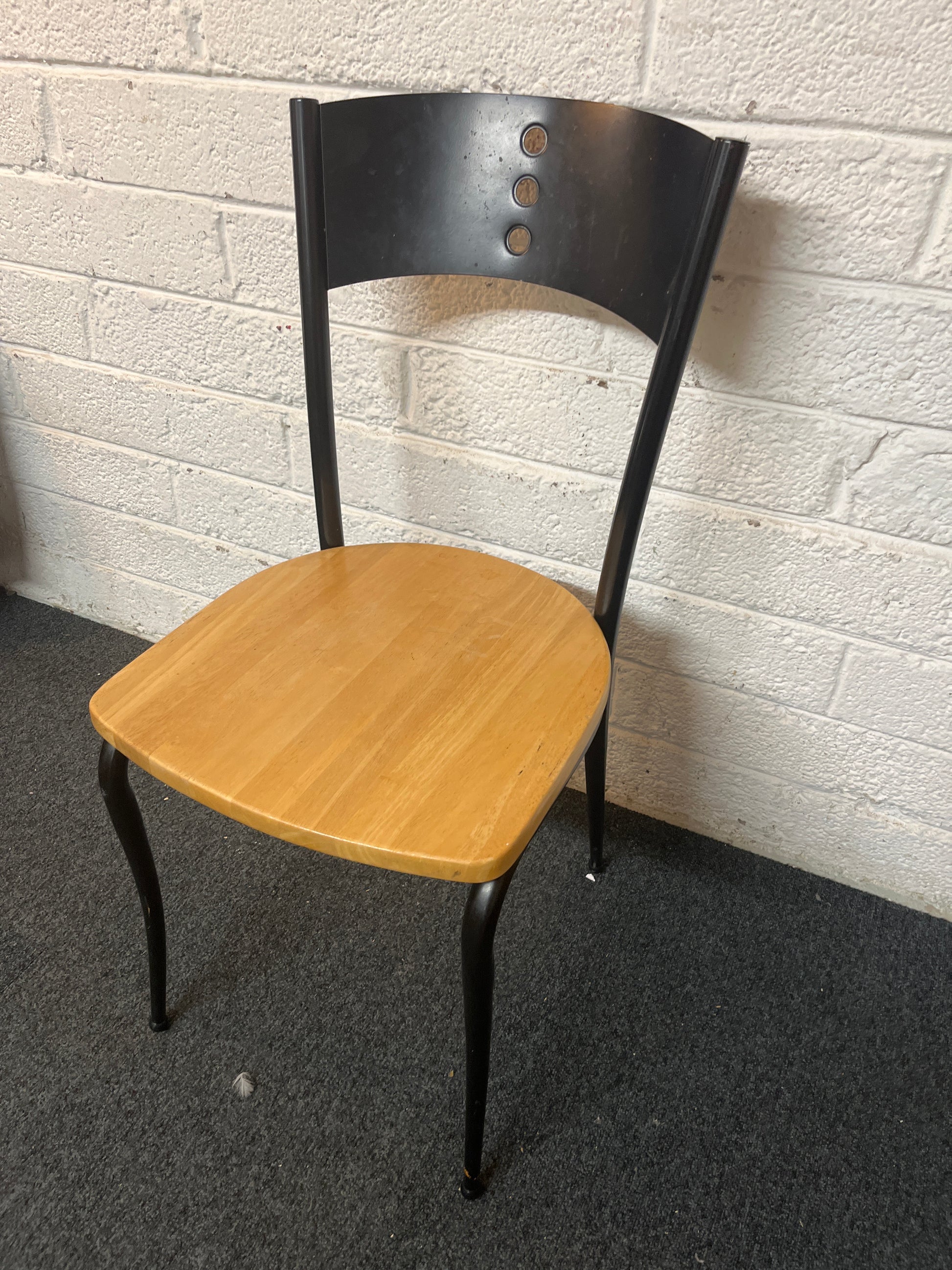 Black metal dining chair with pine seat 3225