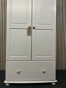 Switch Solid pine cream painted tall 2 door wardrobe with base drawer 2 image