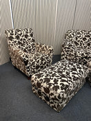 Switch 2 seater brown and cream floral fabric sofa (Width 160 cm) with matching armchair and ottomons  4225 3 image