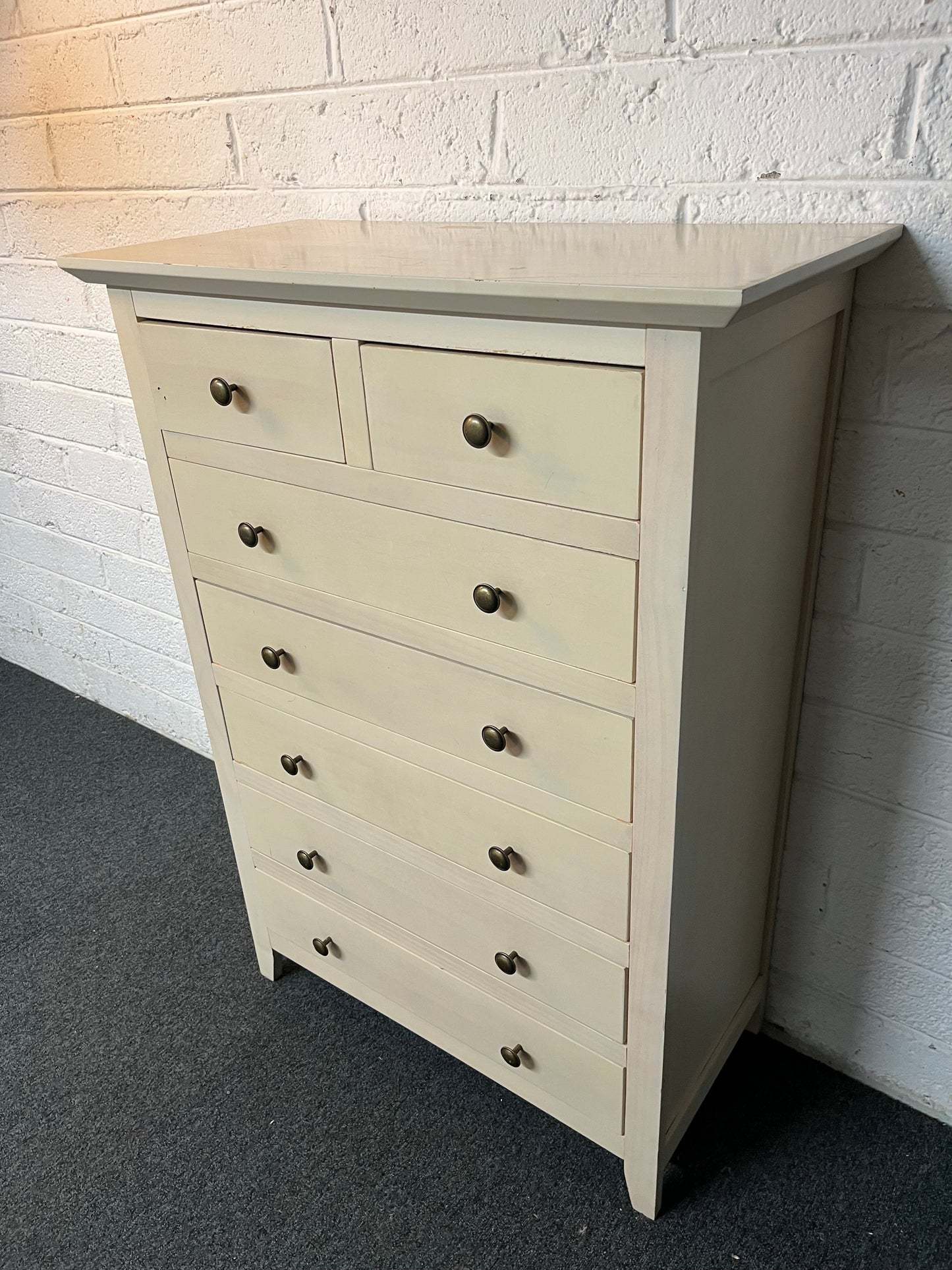 Tall 5+2 natural wood chest of drawers (H 103 x W 81 x D 40 cm) 2225