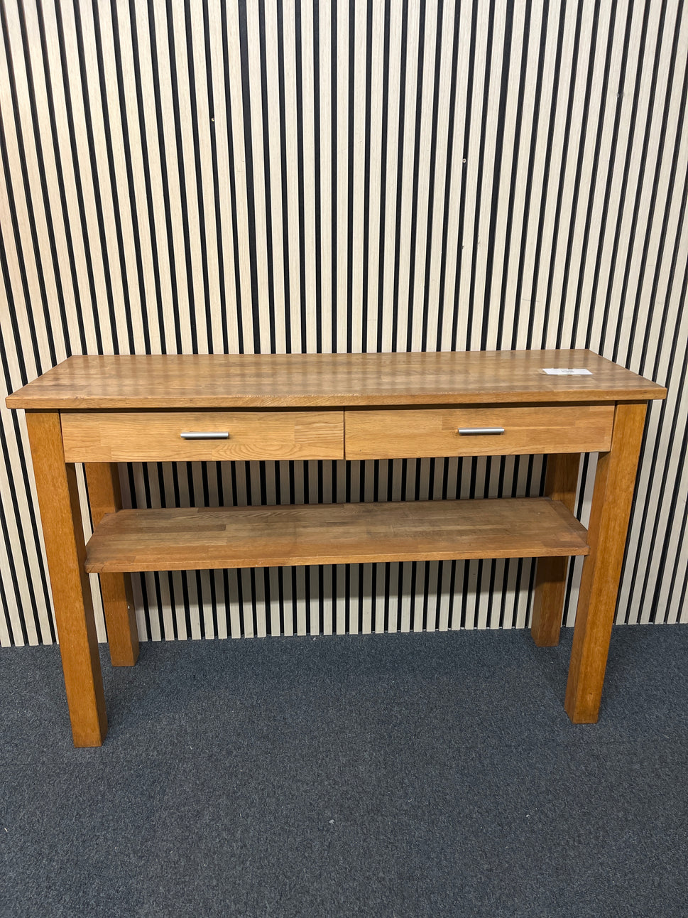 Solid wood large long 2 drawer console table (H 88 x W 135 x D 44 cm)
