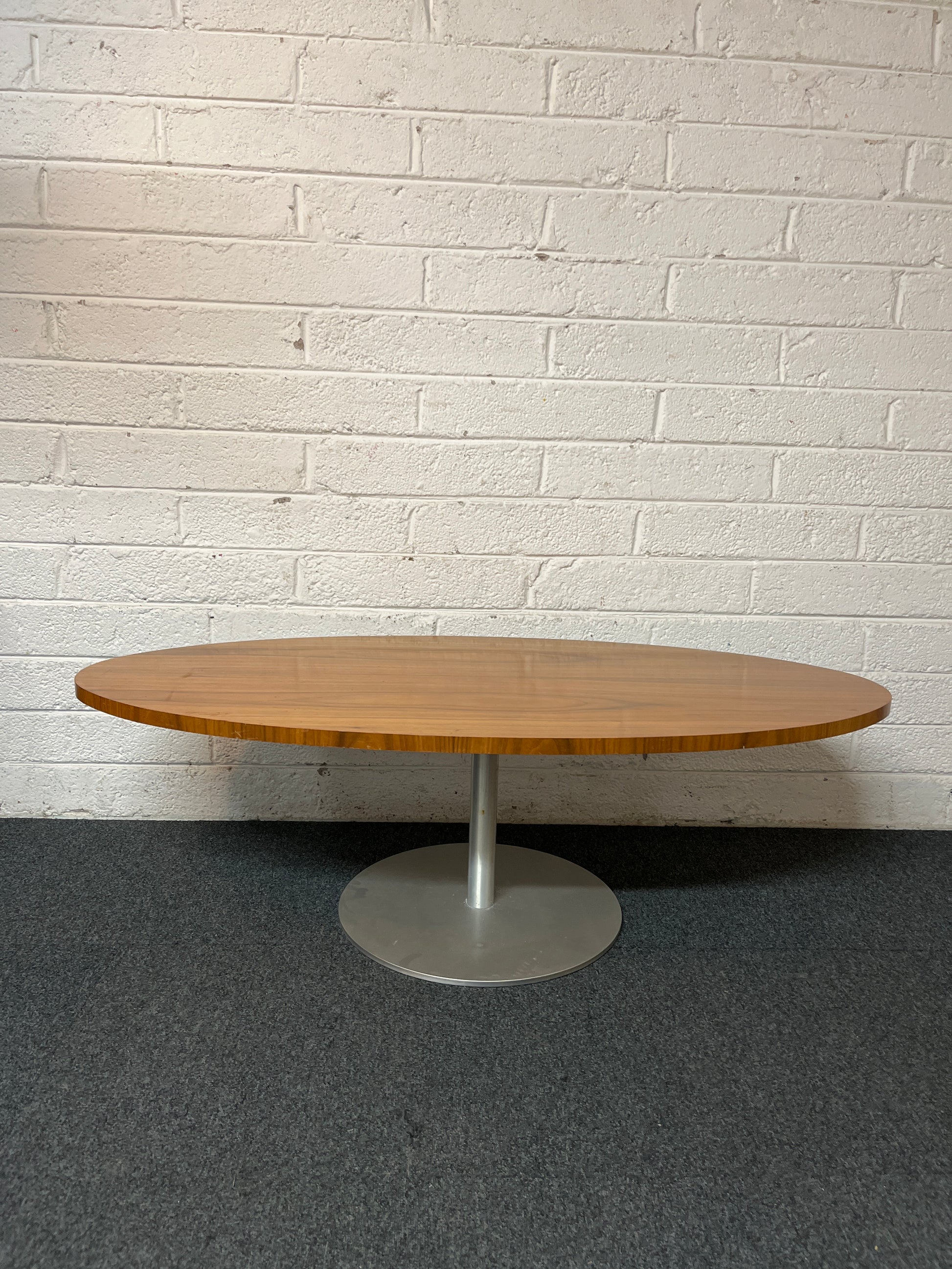 Cherry low oval coffee table with grey metal frame (H 44 x W 135 x D 66 cm 1325