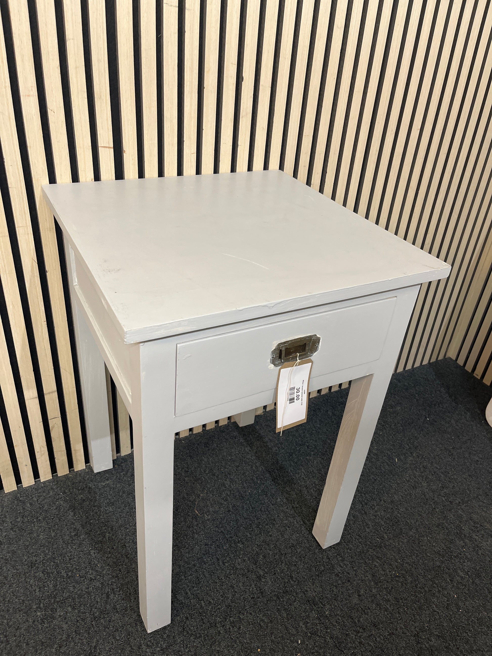 White 1 drawer bedside table 3126