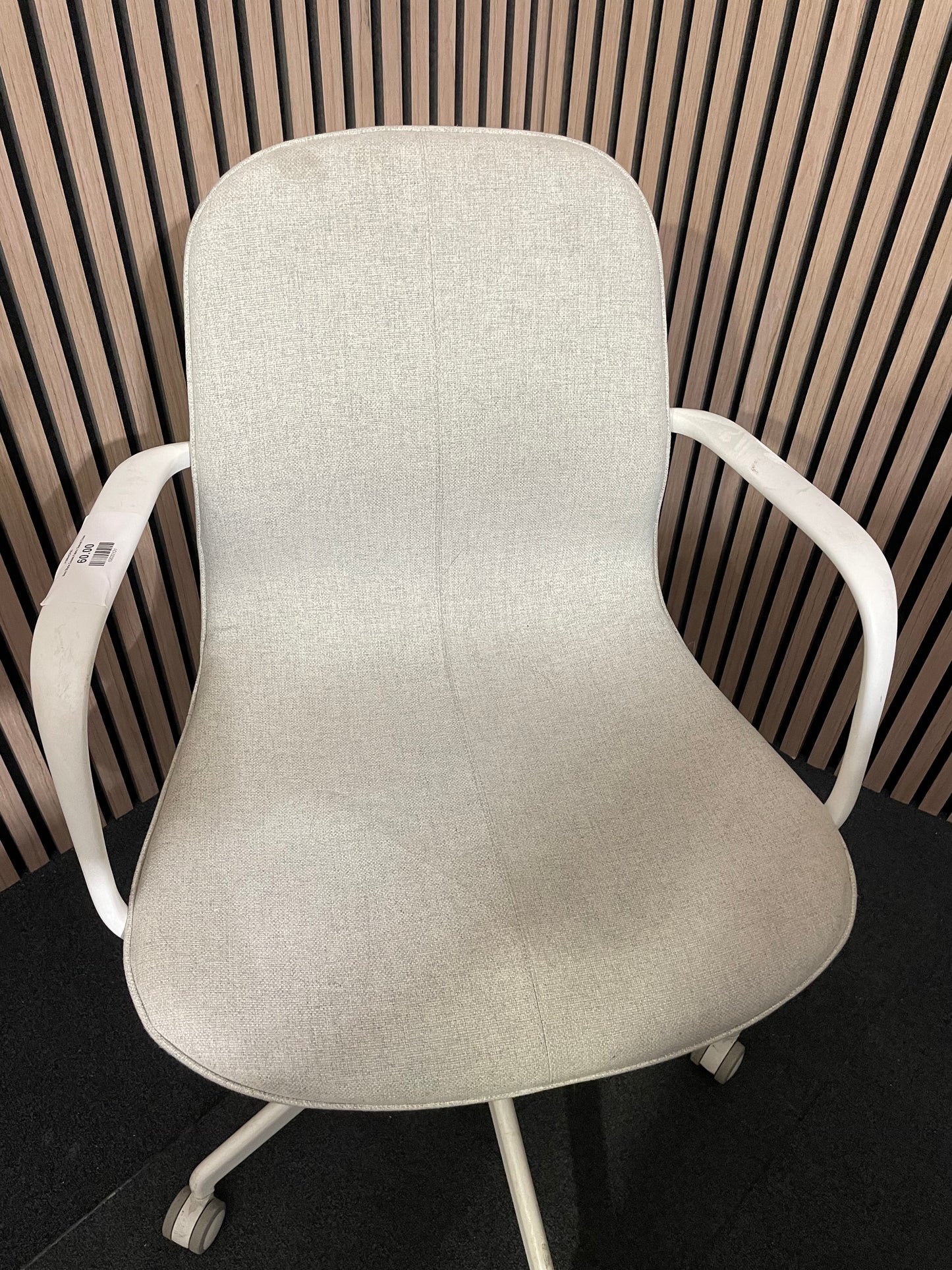 Ikea Style Cream Fabric Swivel Chair- black and white frame