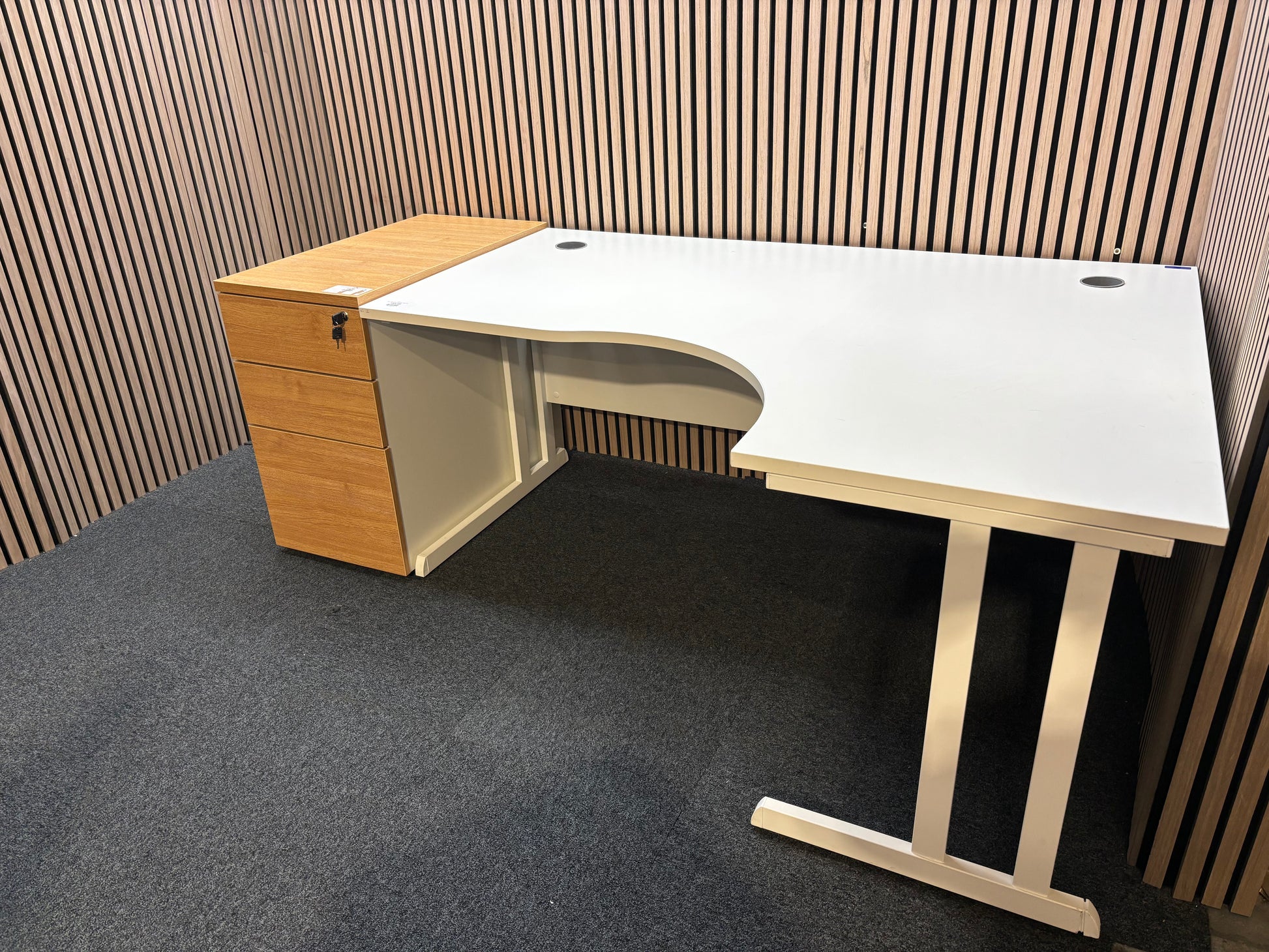 Wooden 800 desk high pedestal (800mm deep) - Oak/White