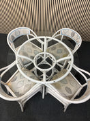 Switch White painted cane, circular glass top conservatory table (110 cm diameter) with 4 no chairs 1126 3 image