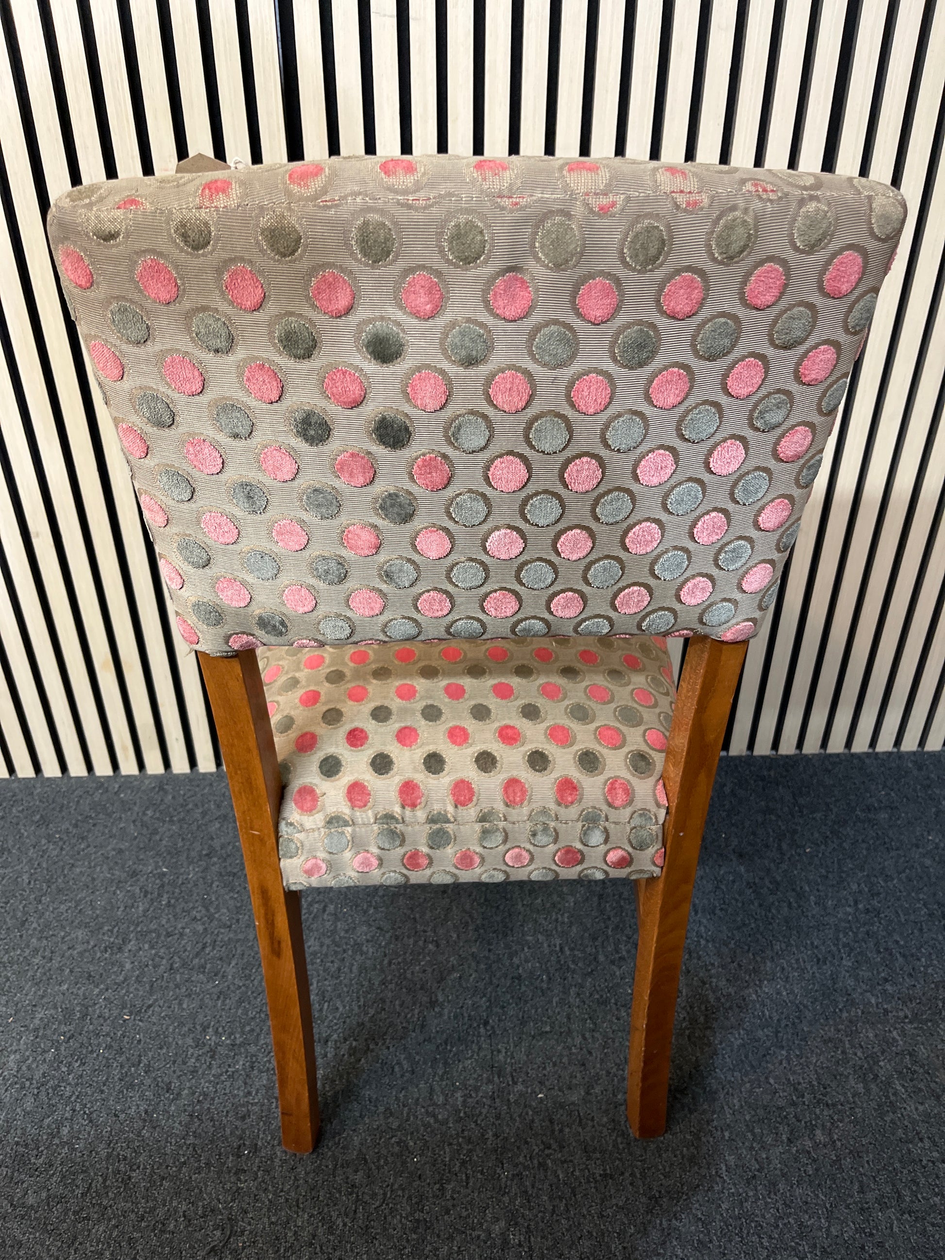 Pink and grey polka dot fabric dining chair  2425