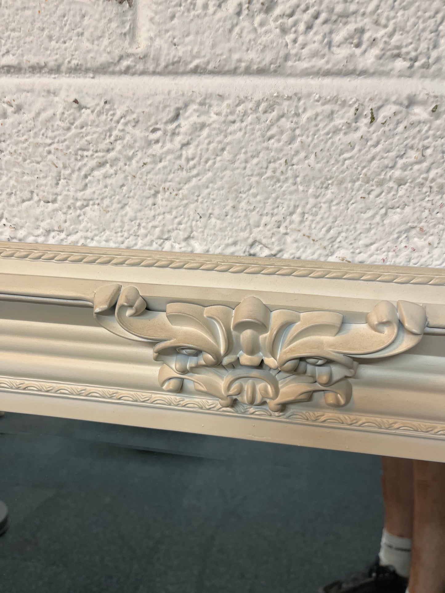 Ornate large detailed landcape white painted mirror (W 115 x L 85 cm) 2225