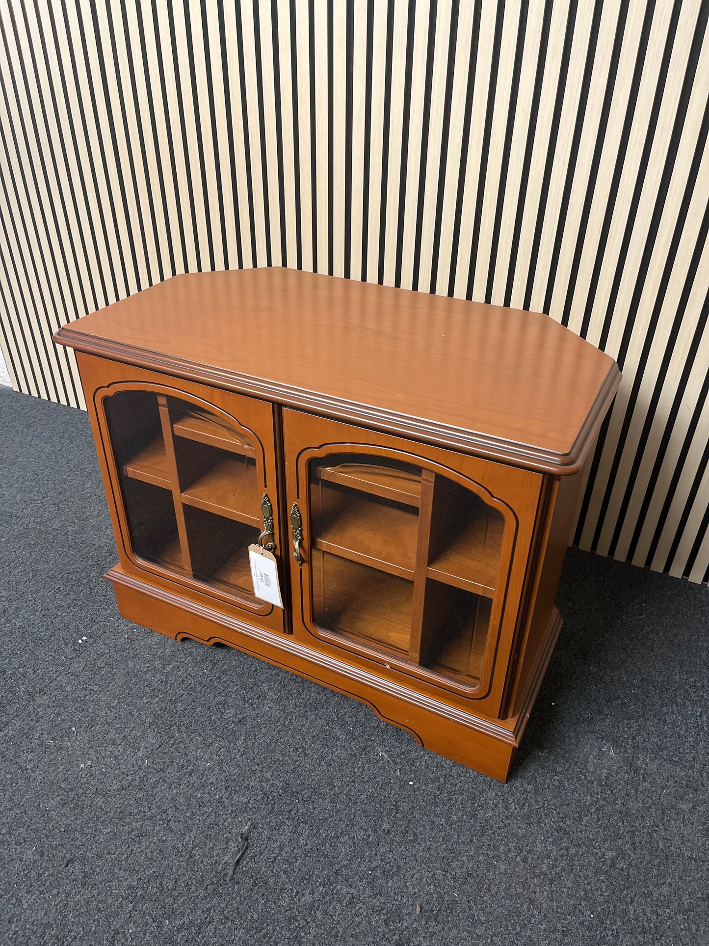 Solid wood 2 glass door TV unit (H 53 x W 86 x D 46 cm) 2325