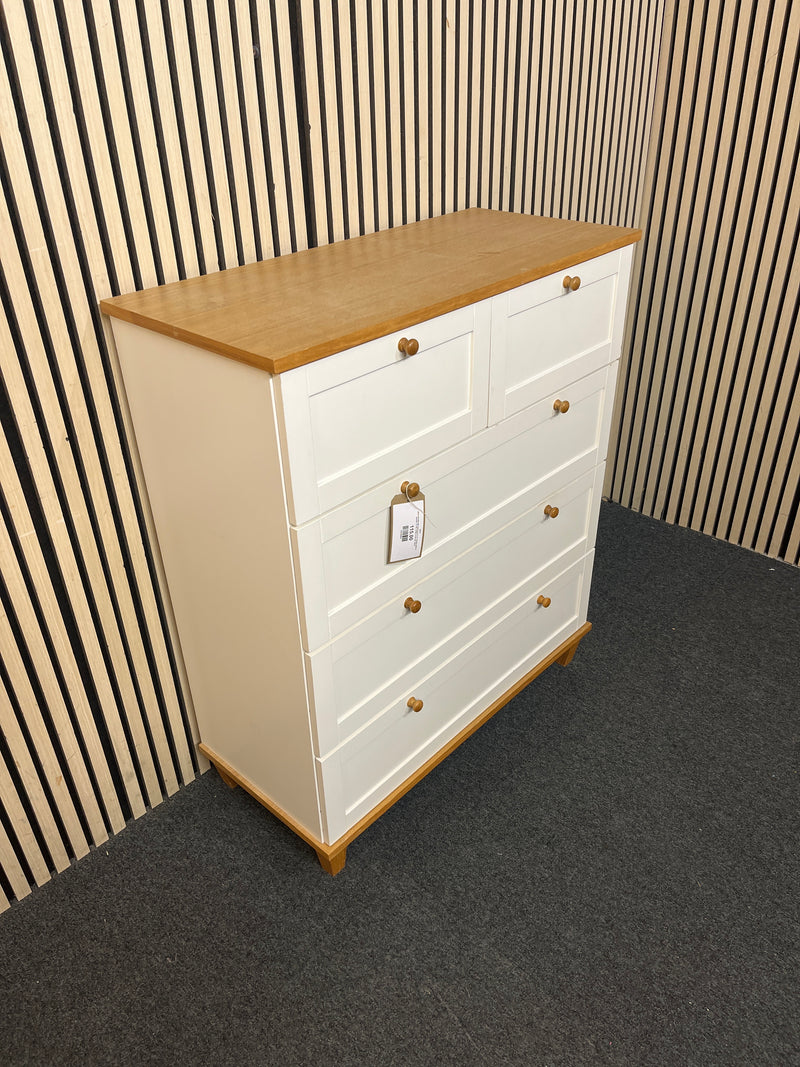 white laminate with wood top 2+1+1+1 drawer chest of drawers  (H 104 x W 88 x D 40 cm)  44618