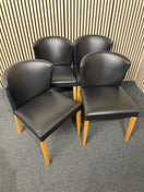 Set of 4 no. beech frame, black leatherette curved back dining chair  44452
