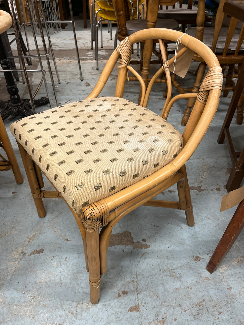 Cane glass top table with 2 matching chairs 2125