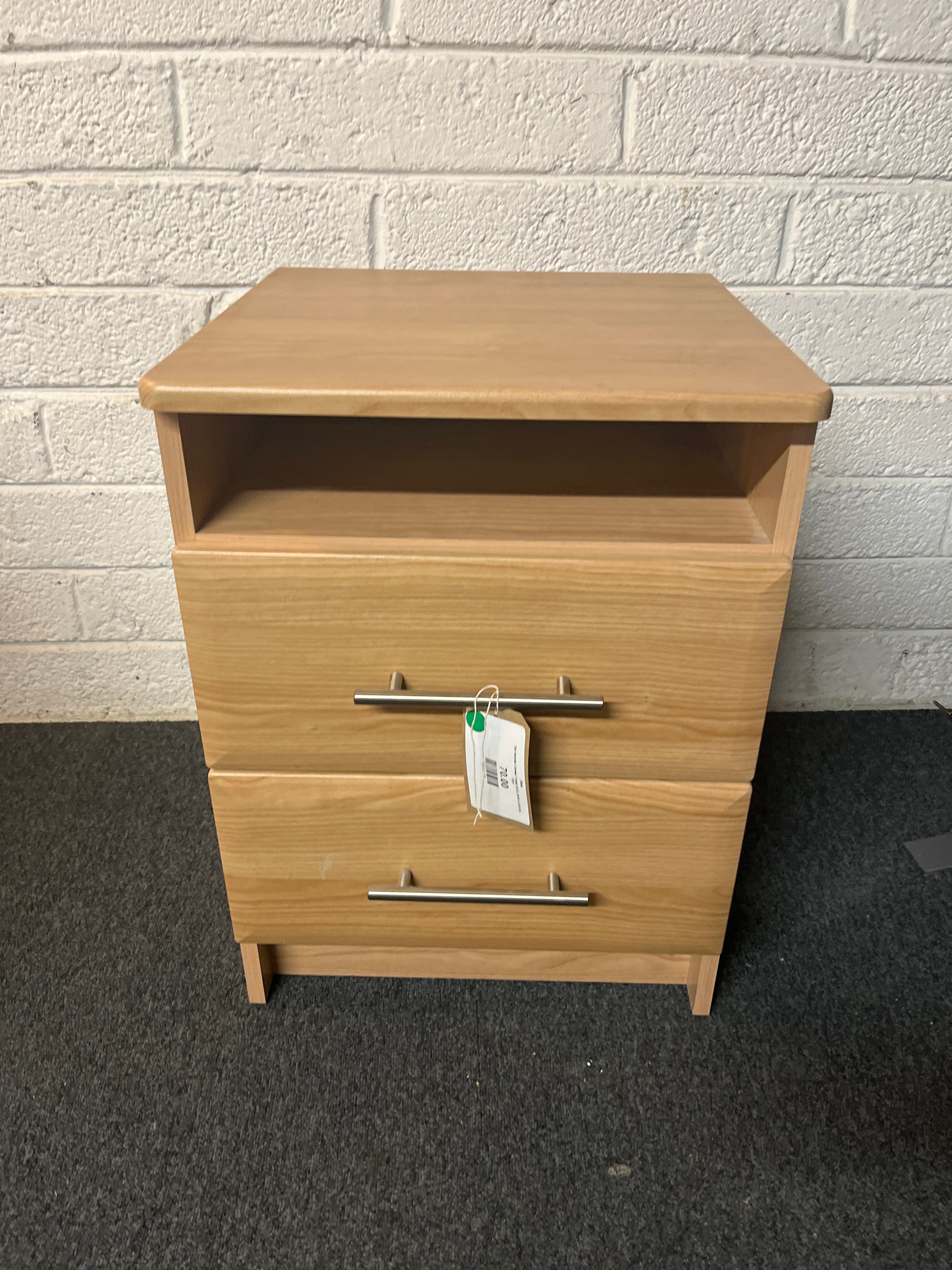 Oak laminate 2 drawer 1 shelf  (H 62 x W 45 x D 45 cm) 3225