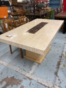 Switch Cream Marble effect large rectangular kitchen table, central column base 2125 2 image