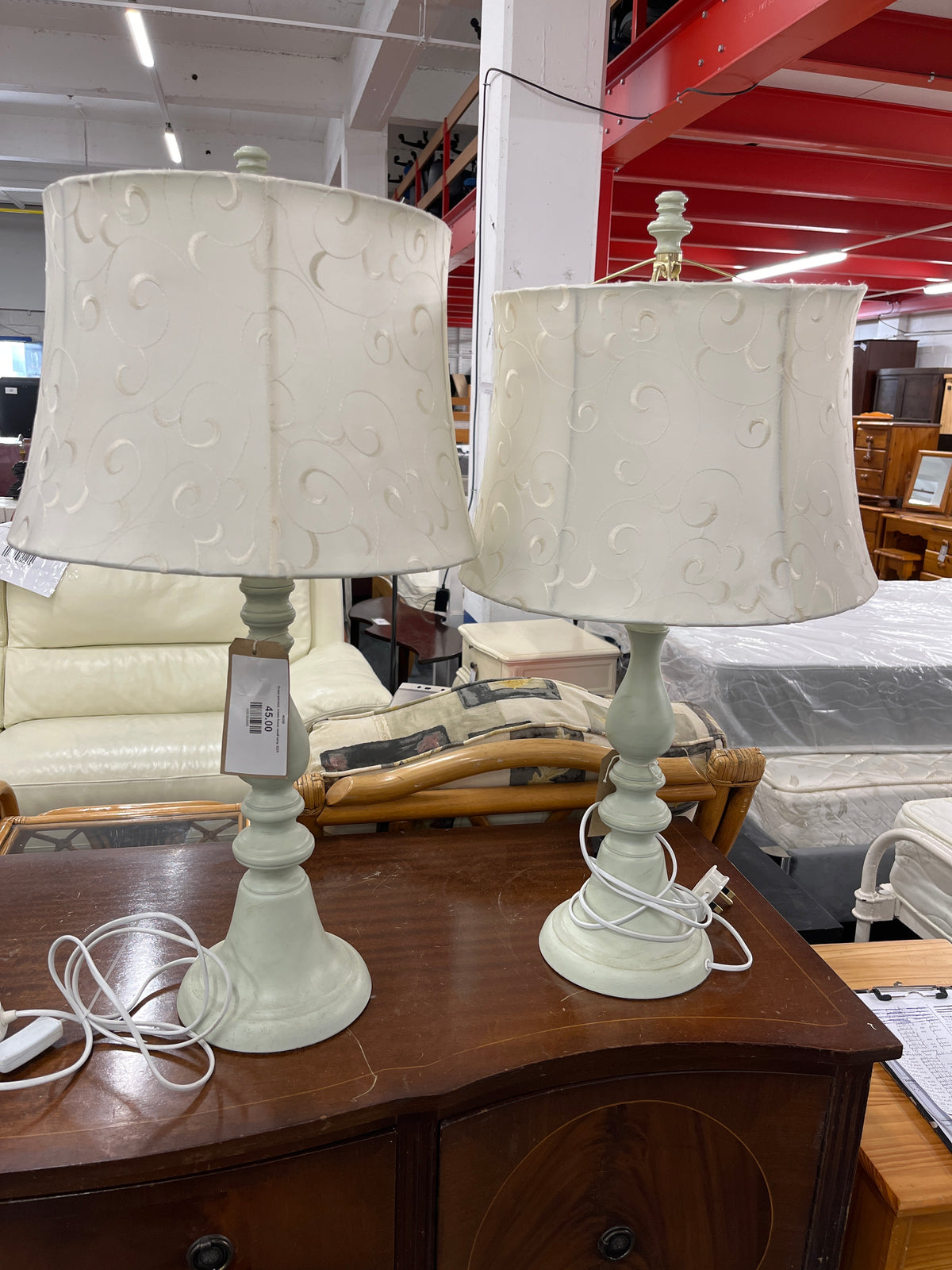 Green painted, cream frame small lamp 3225