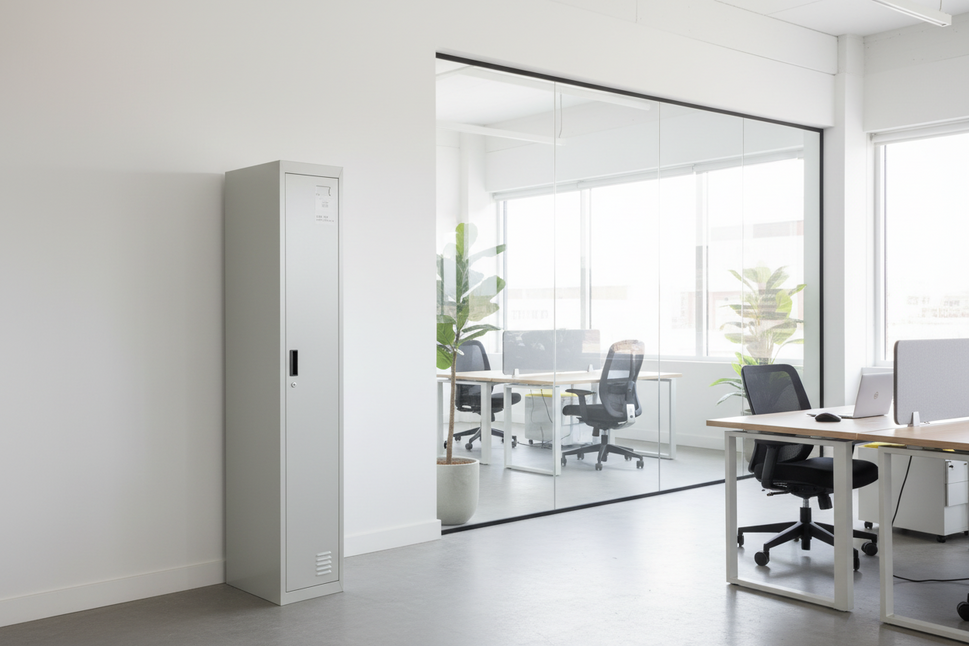 NEW 1 door personal locker, grey metal with keys 180Hx305Wx450D. PRICE INC VAT