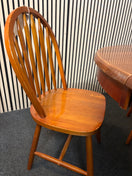 Switch Dark wood stained solid wood circular extendable dining table with central base (diameter 110 +45 cm) and 4 no. matching chairs 43417 3 image