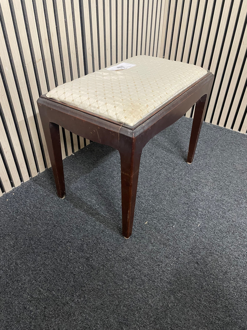 Small mahogany framed stool with cream fabric seat  44631