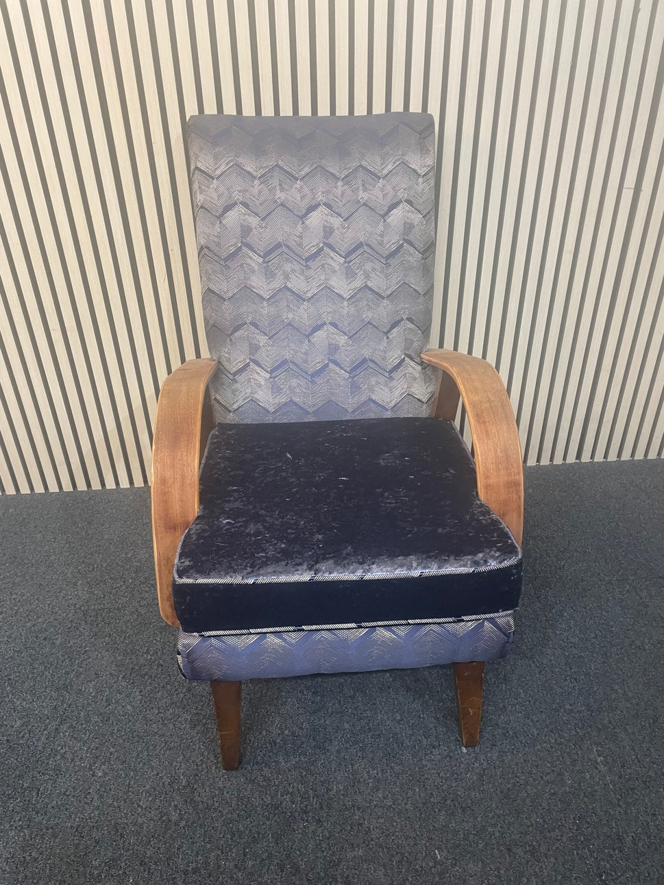 Bentwood deep navy fabric armchair  2425