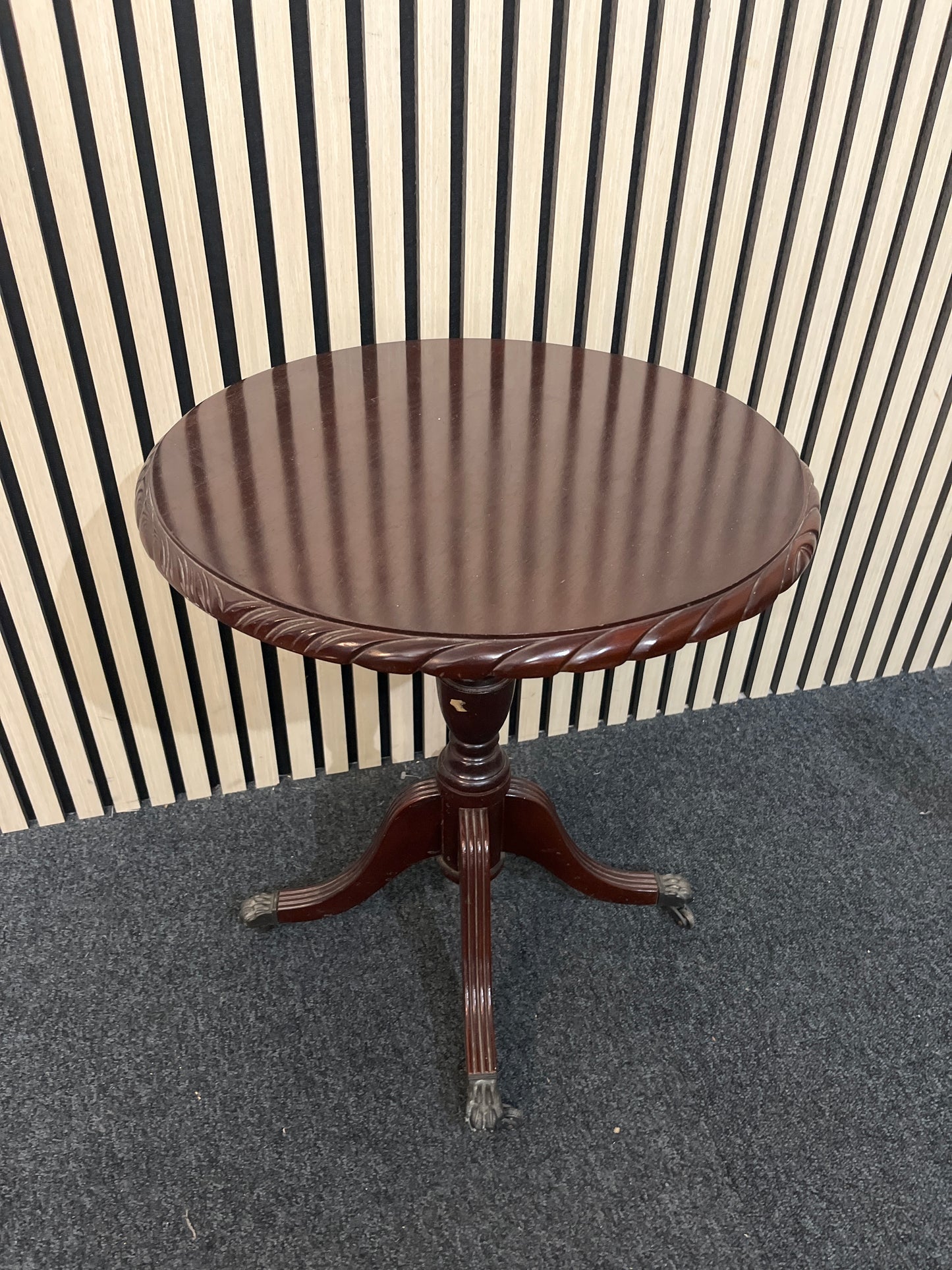 Ornate mahogany tall 3 stem wine table 3325