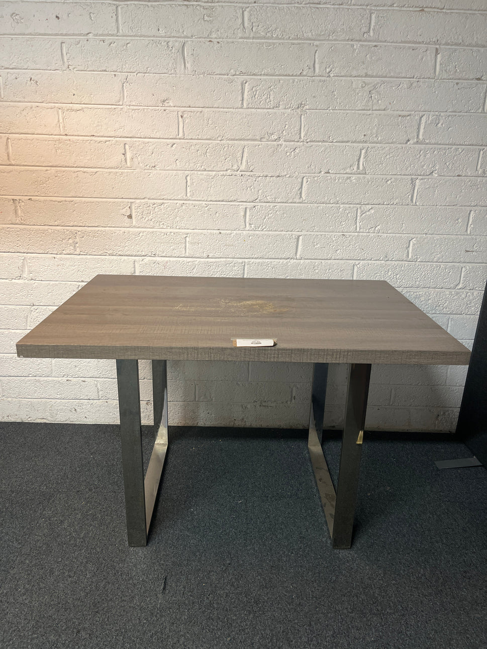 Grey oak laminate rectangular dining table with chrome frame  3225