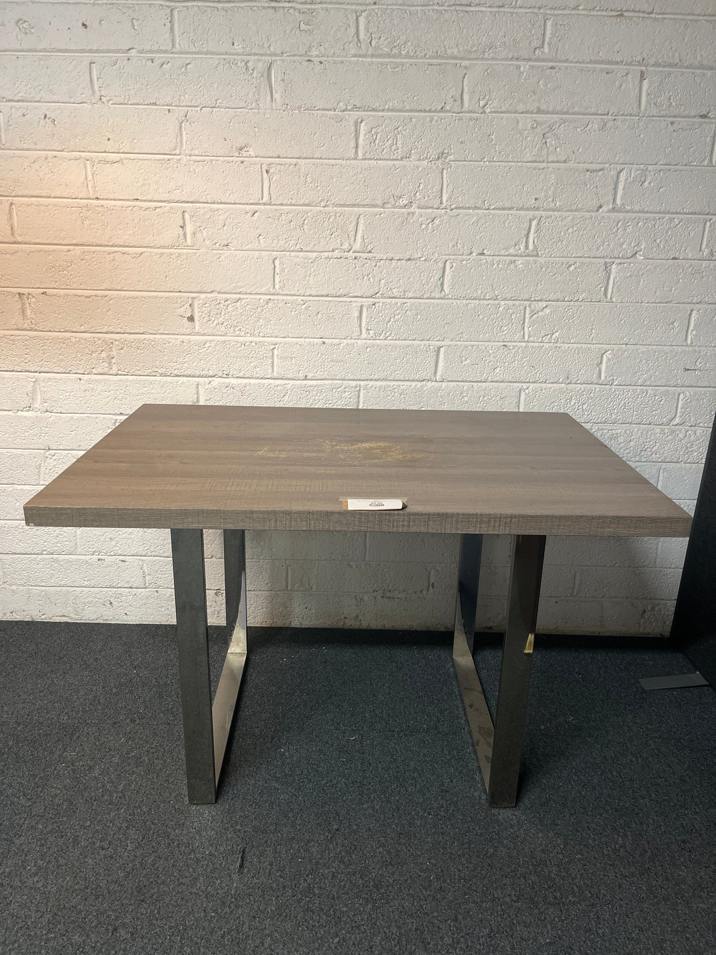 Grey oak laminate rectangular dining table with chrome frame  3225