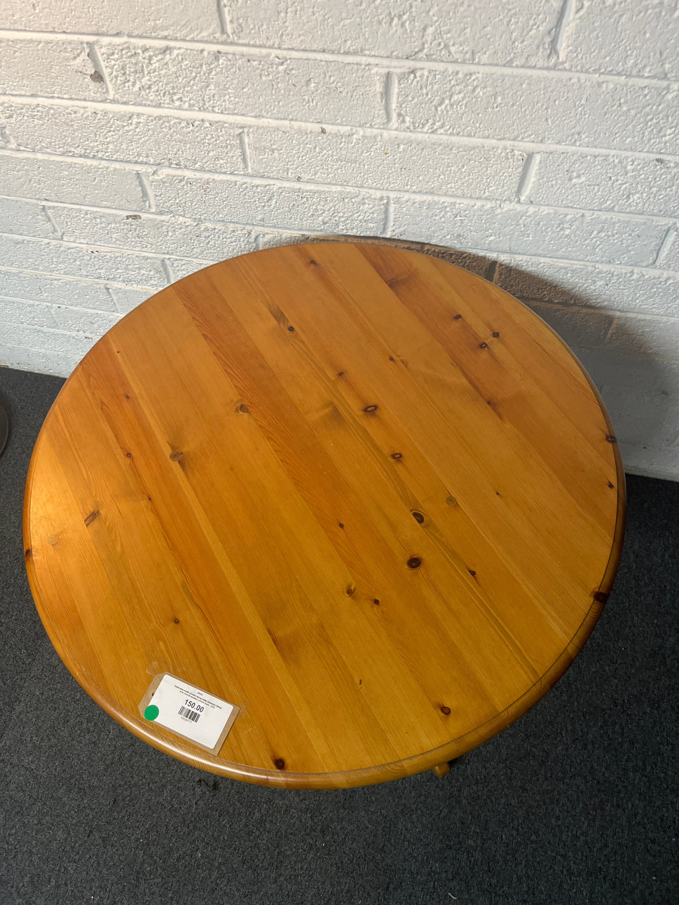 Solid pine small circular dining table (diameter 90cm) with central wooden column base  2225