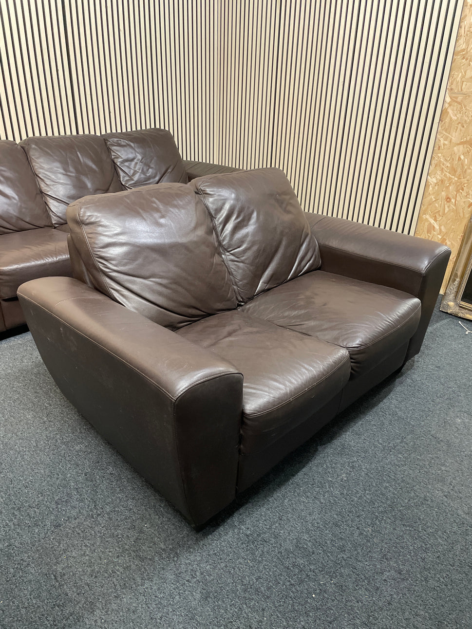 3+2 Leather Sofa Suite Brown 1126