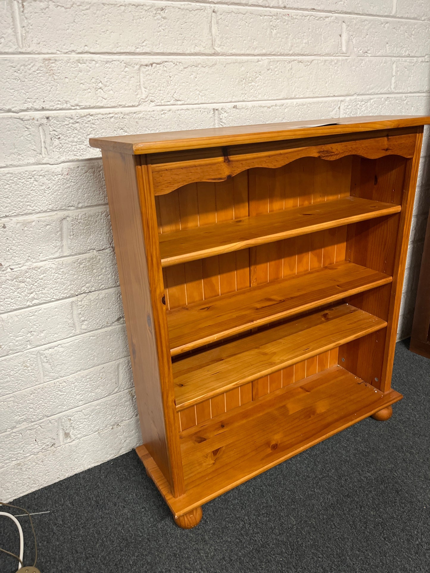 Natural pine slim open bookcase (H 650 x W 880 x D 290 mm) 1225