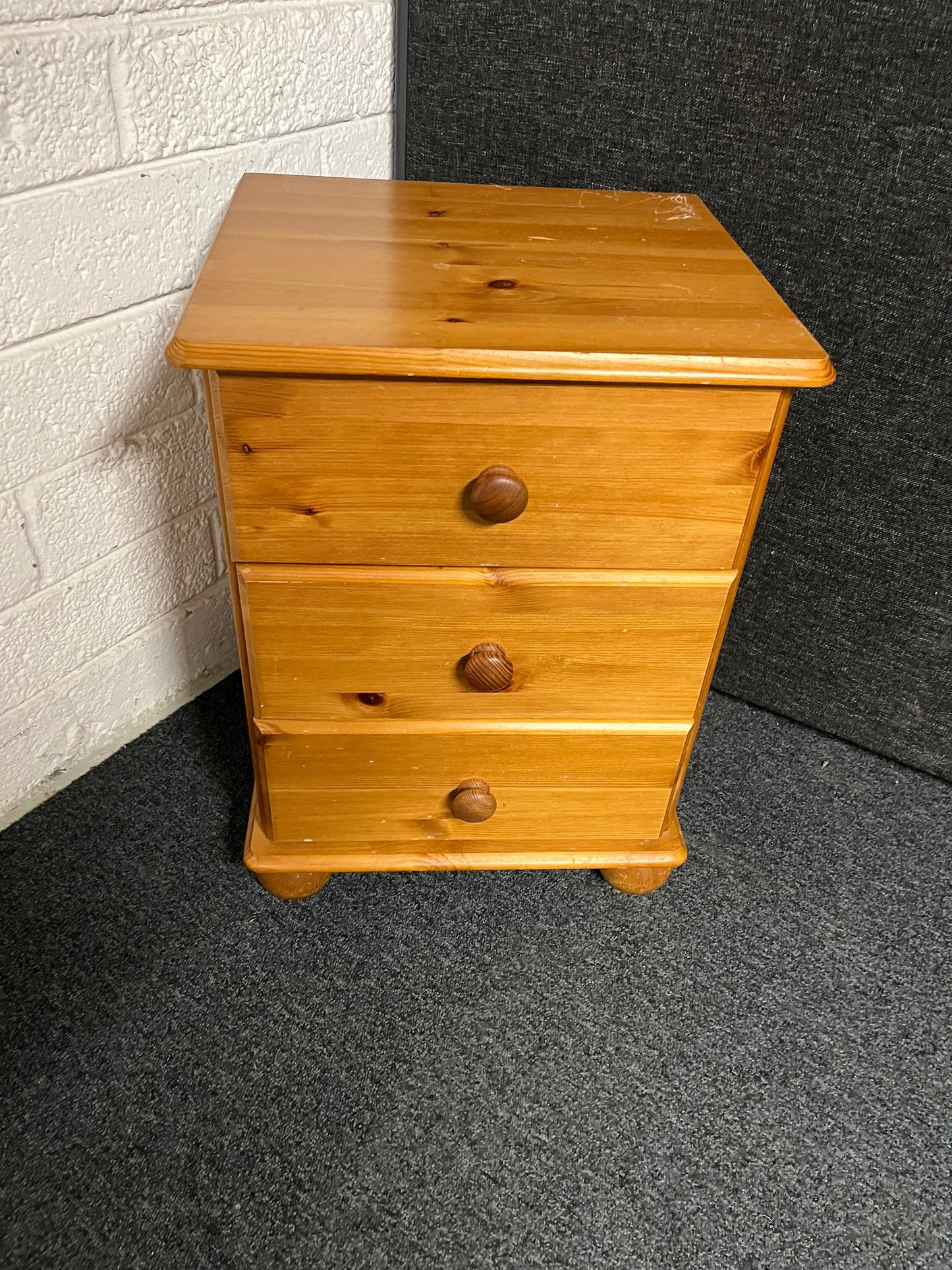 3 drawer pine bedside locker  1225