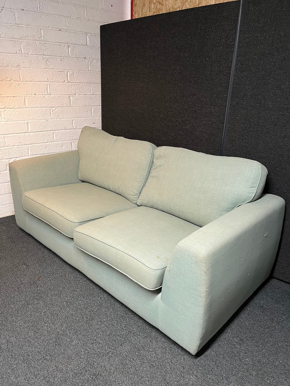 Large 2 seater sea green fabric sofa 2225