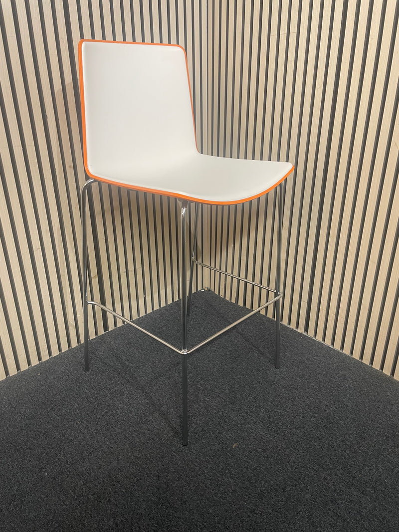 white and orange polypropelene breakfast bar stool  44691