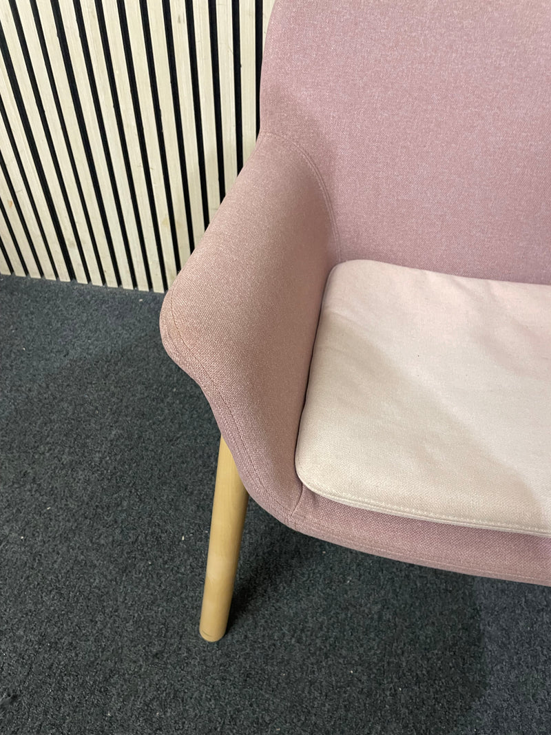 Modern style armchair with pink fabric and wooden frame  44796
