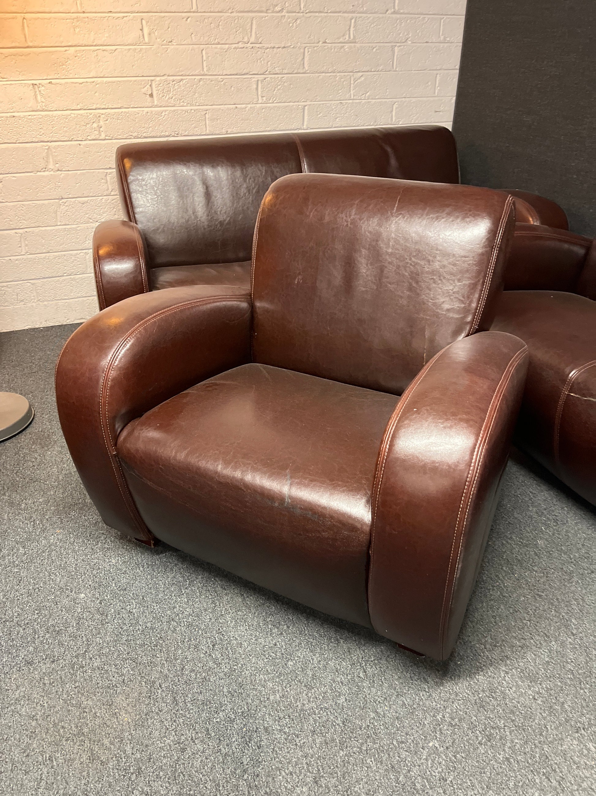 3+2+1 Dark brown leather modern sofa suite 2225