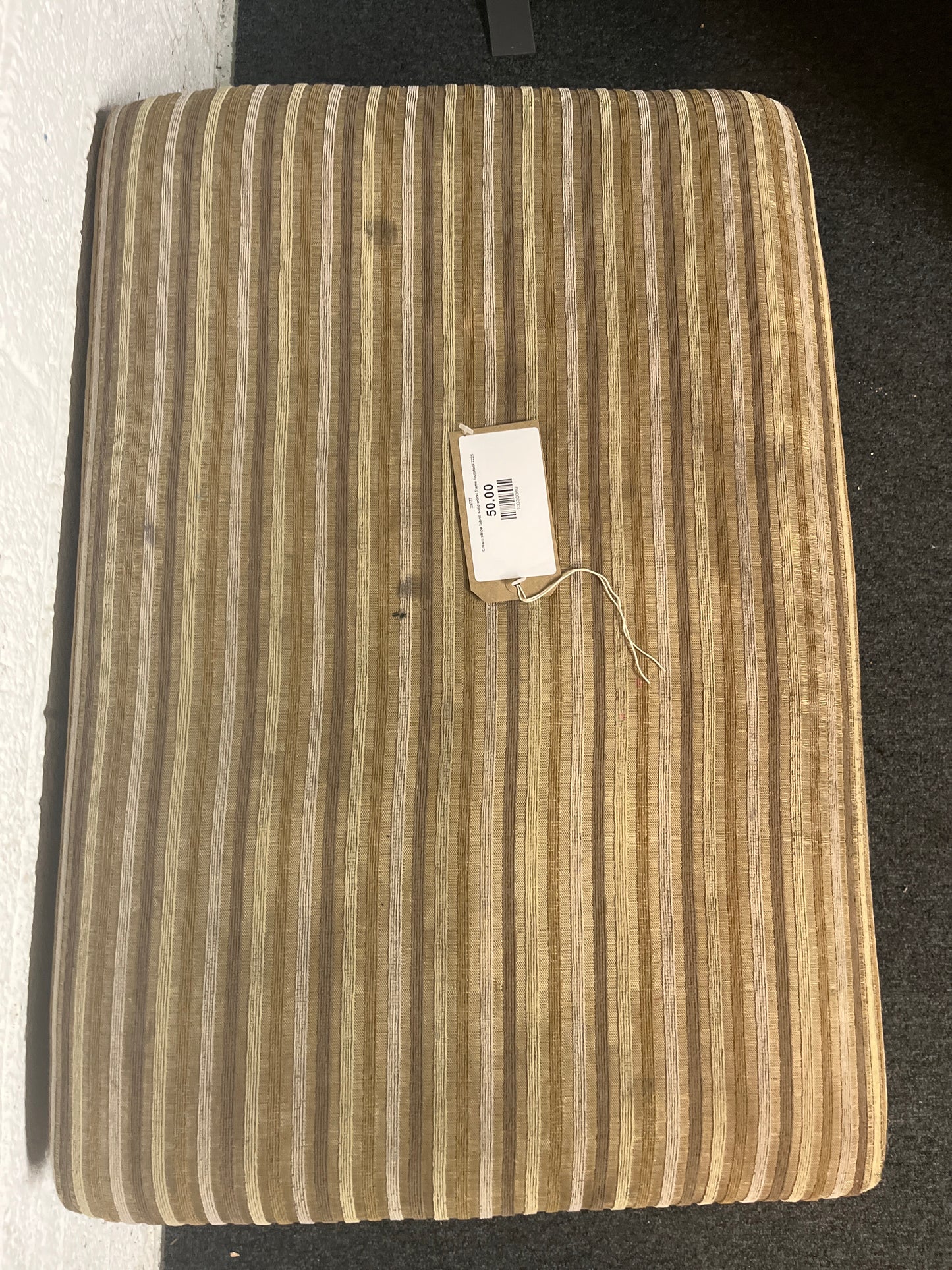 Cream stripe fabric solid wood frame footstool 2225