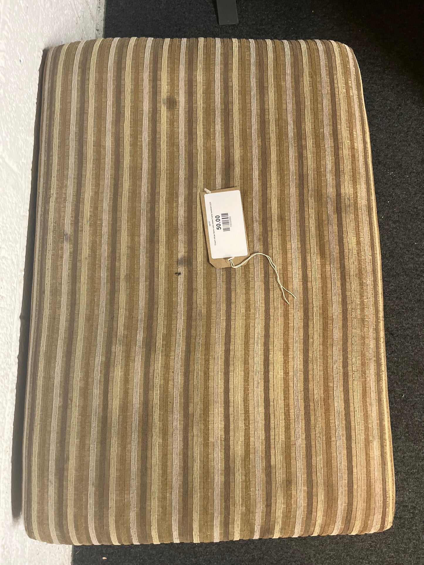 Cream stripe fabric solid wood frame footstool 2225