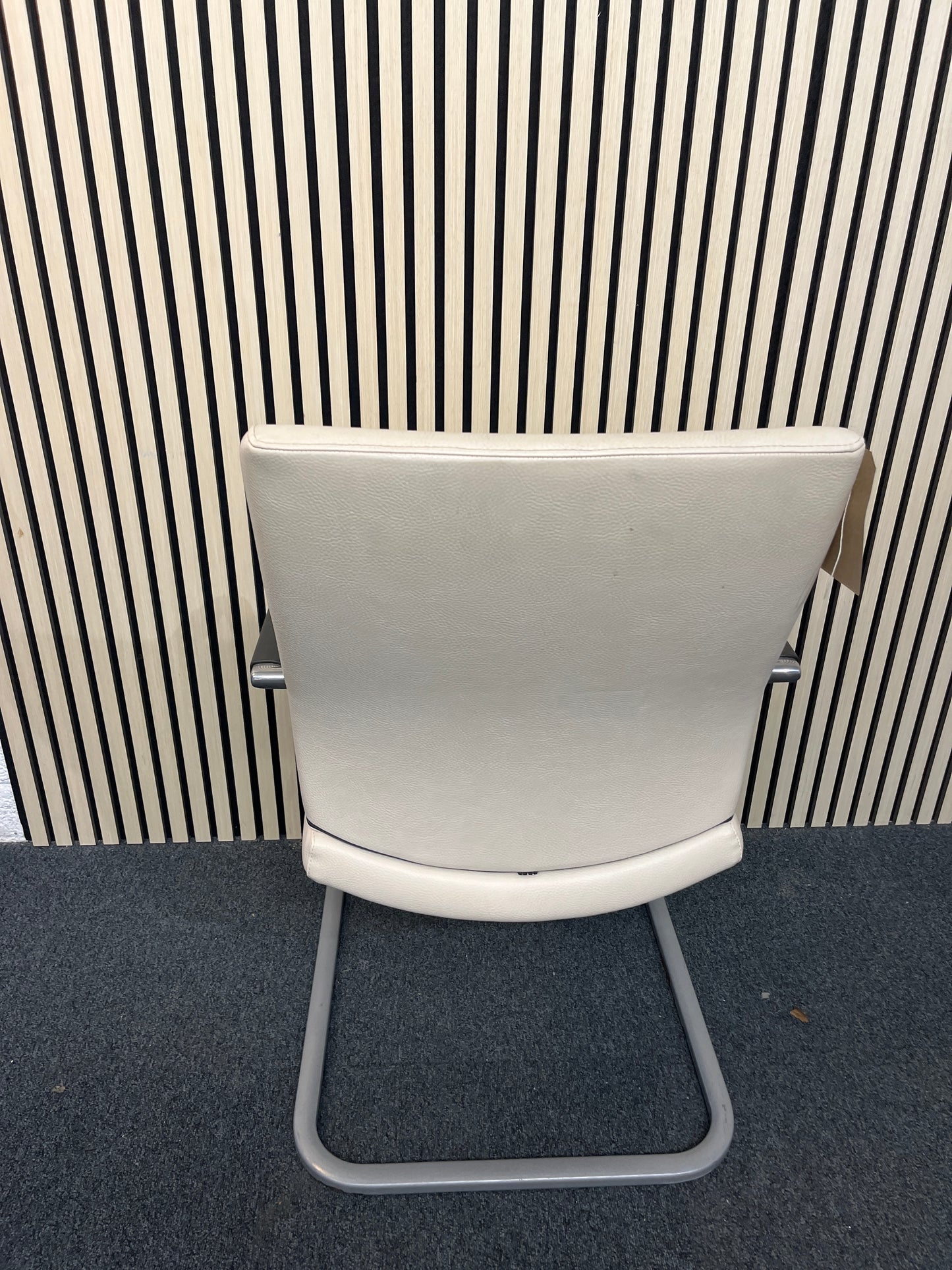 Cream leather meeting chair with chrome canitilever frame