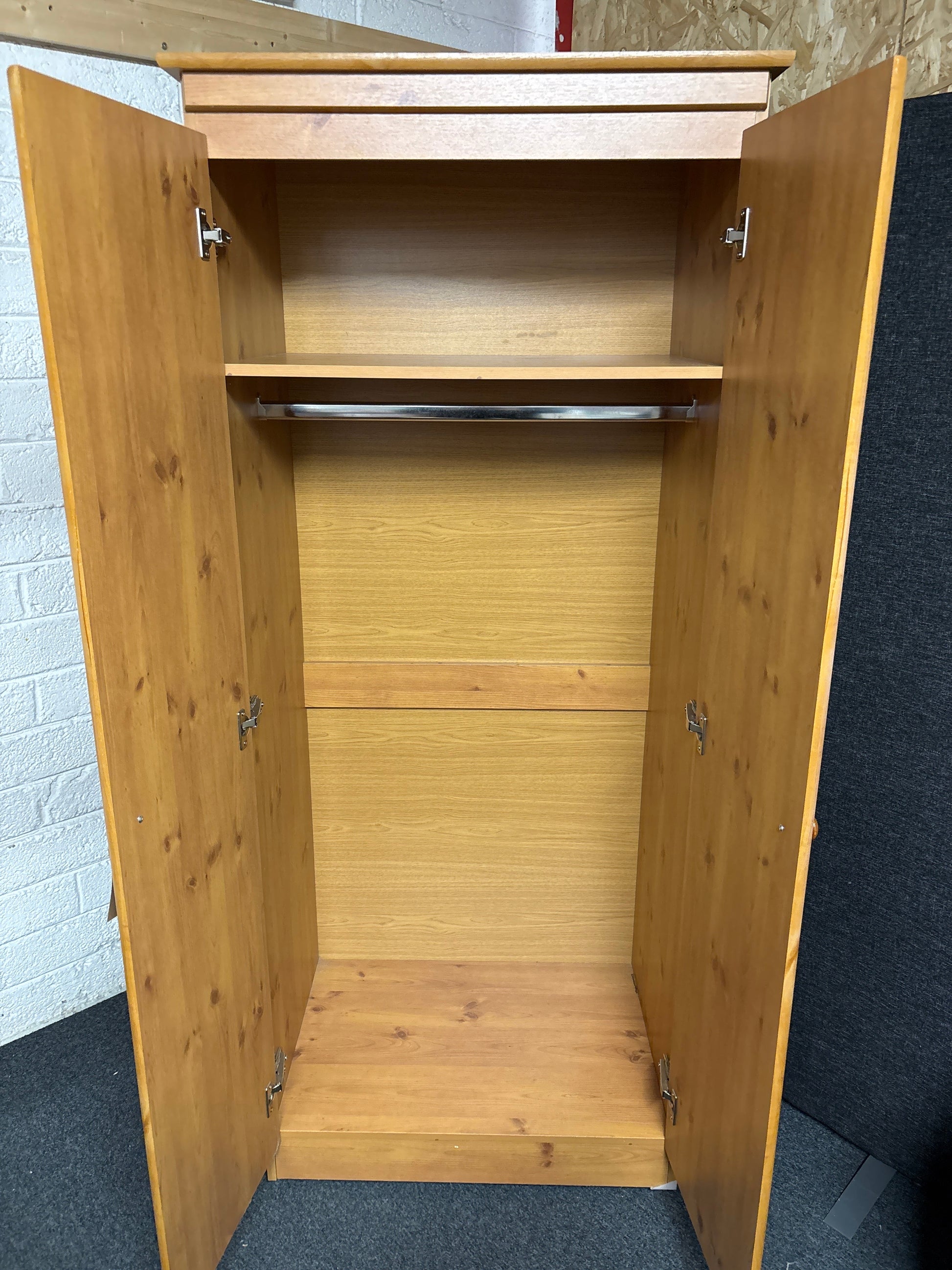 Tall 2 door pine laminate wardrobe (H 1830 x W 780 x D 530 mm) 1225