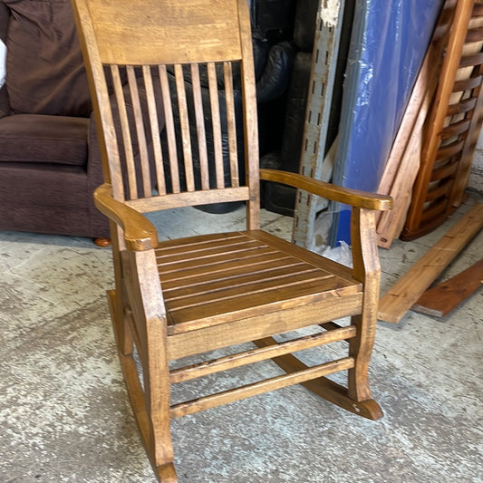 High back solid wood rocking chair