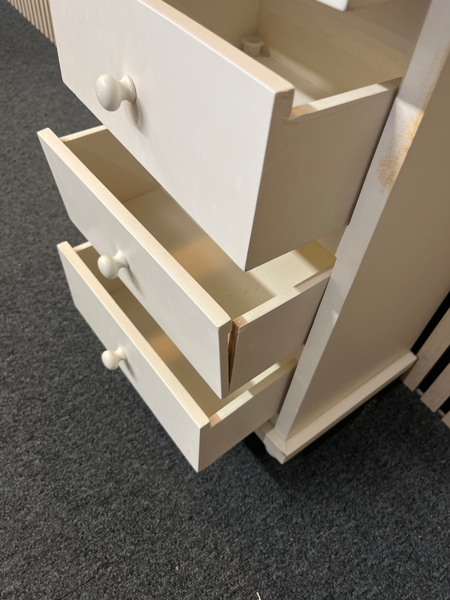 White wooden 6 drawer slim tall boy 2425