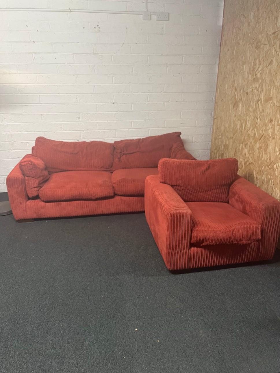 3+1 red corduroy fabric sofa suite 1325
