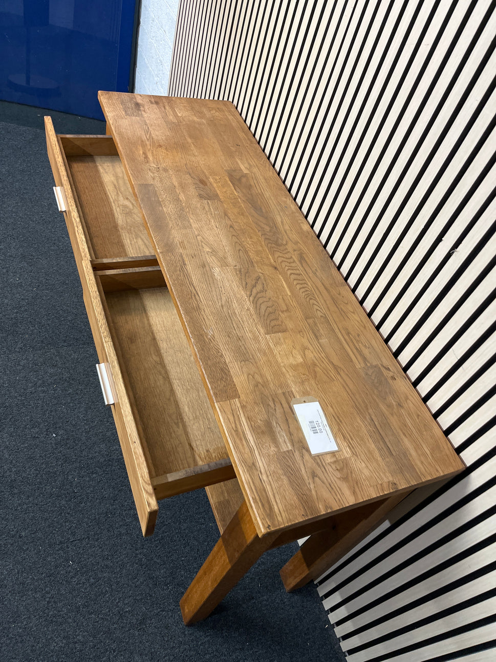 Solid wood large long 2 drawer console table (H 88 x W 135 x D 44 cm)