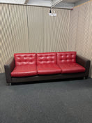Switch Real brown leather framed large 3 seater with wine leather button back cushions (230 cm wide) EX WINDMILL LANE  3325 2 image