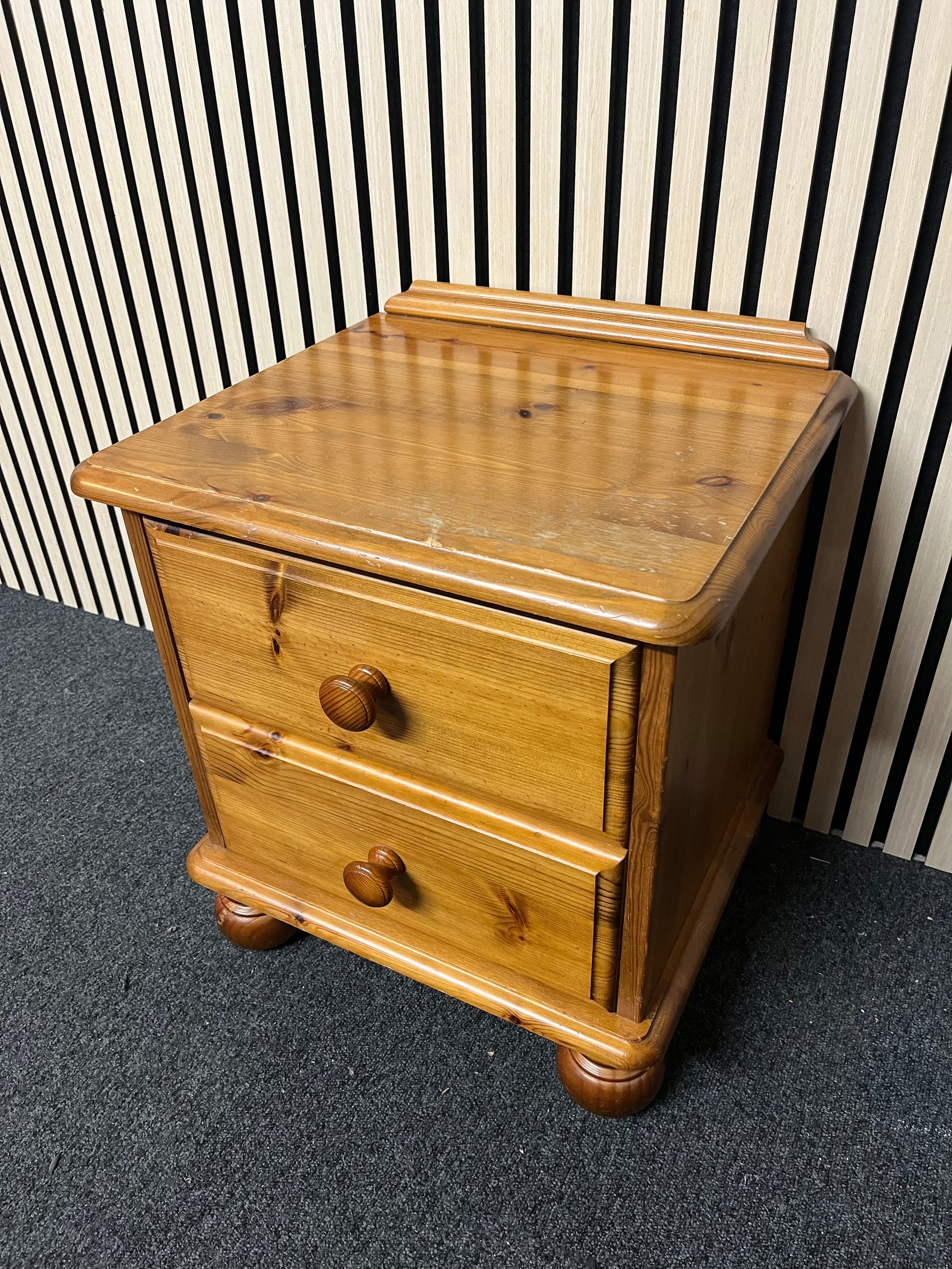 Solid pine low 2 drawer bedside locker 2325
